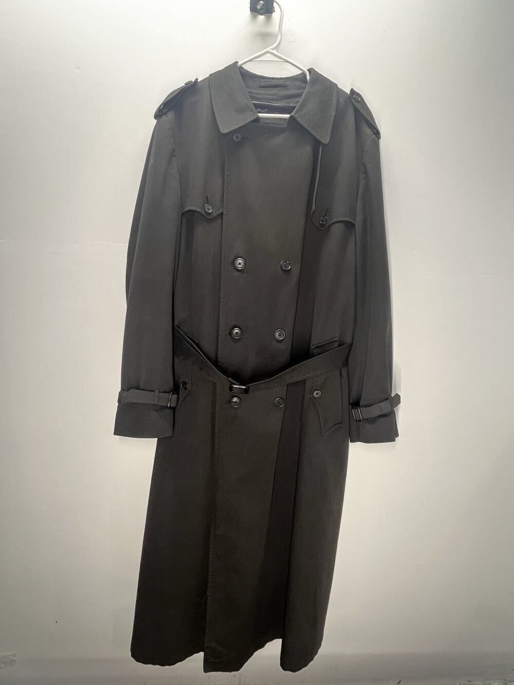 Christian Dior Men Trench Coat 46 double-breasted removable wool liner black VNT